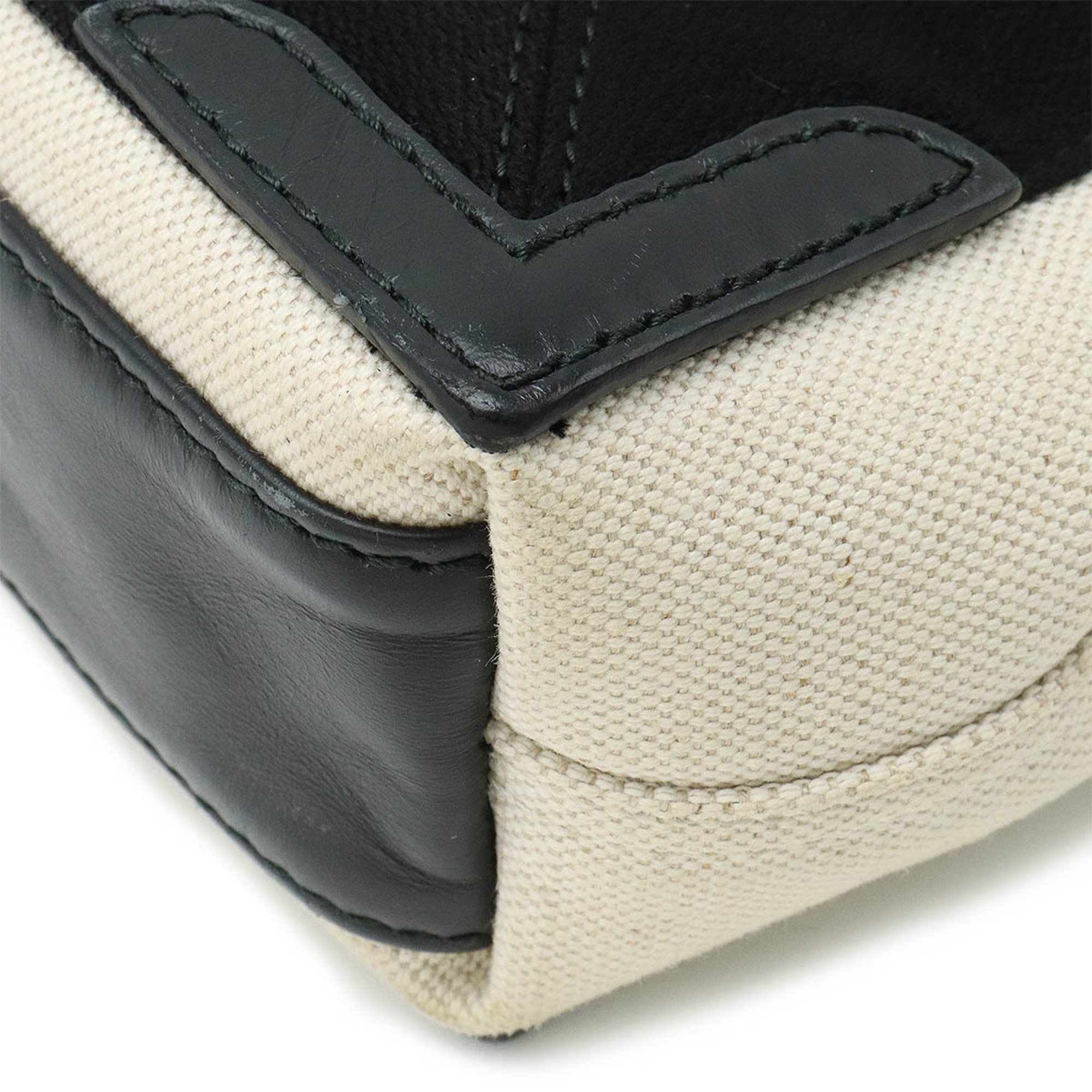 BALENCIAGA Navy Cabas XS Handbag Shoulder Bag Canvas Ivory Black 390346