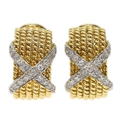 Tiffany Jean Schlumberger Diamond Earrings K18 Yellow Gold K18WG Ladies