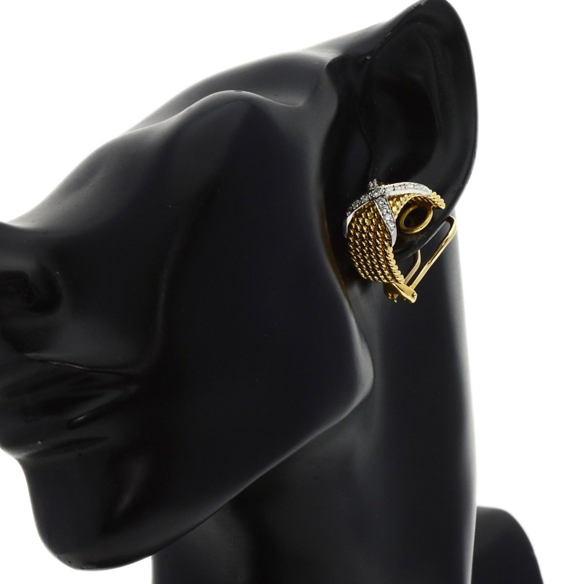 Tiffany Jean Schlumberger Diamond Earrings K18 Yellow Gold K18WG Ladies