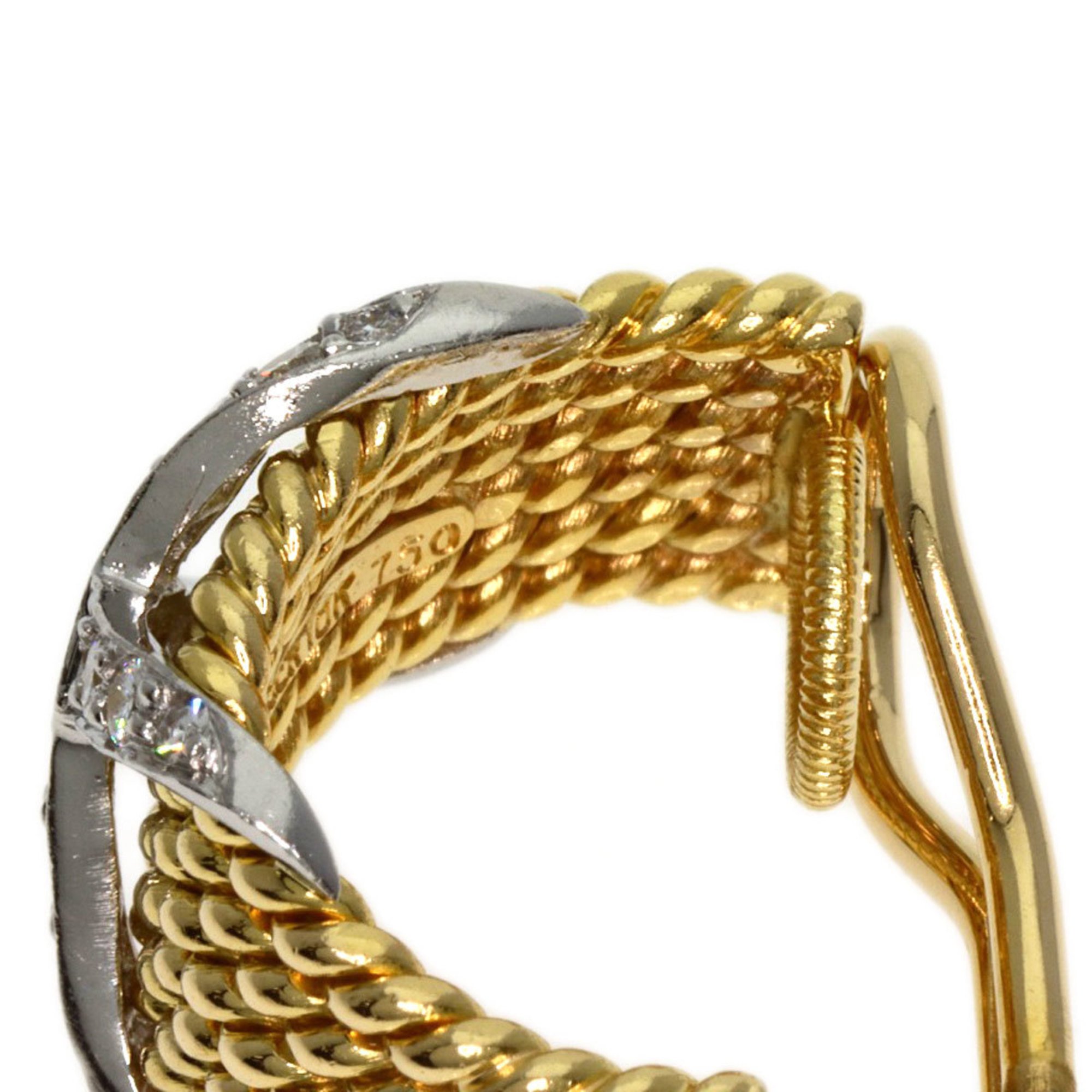 Tiffany Jean Schlumberger Diamond Earrings K18 Yellow Gold K18WG Ladies