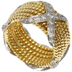 Tiffany Jean Schlumberger Diamond Ring, K18 Yellow Gold, K18WG, Women's