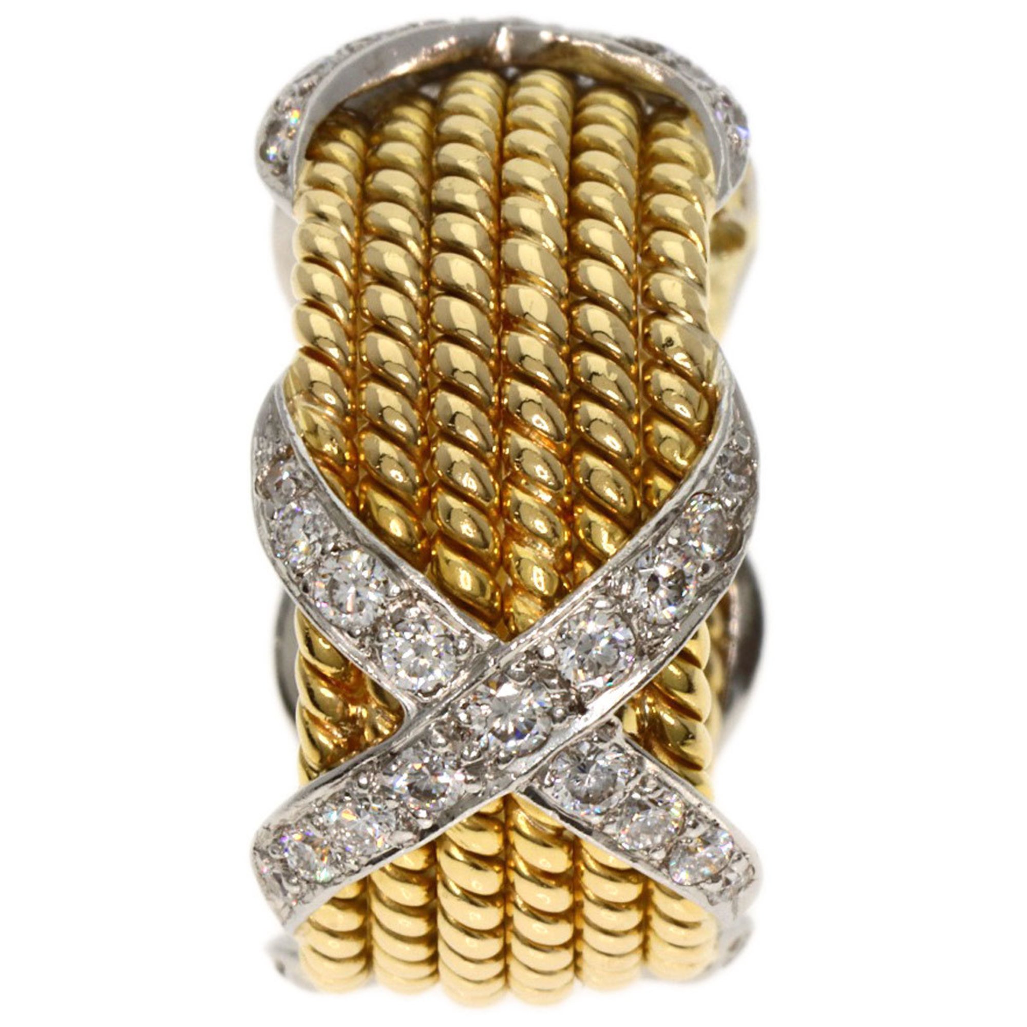 Tiffany Jean Schlumberger Diamond Ring, K18 Yellow Gold, K18WG, Women's