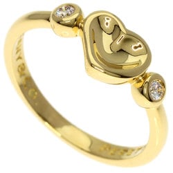 Tiffany Full Heart 2P Diamond Ring, K18 Yellow Gold, Women's