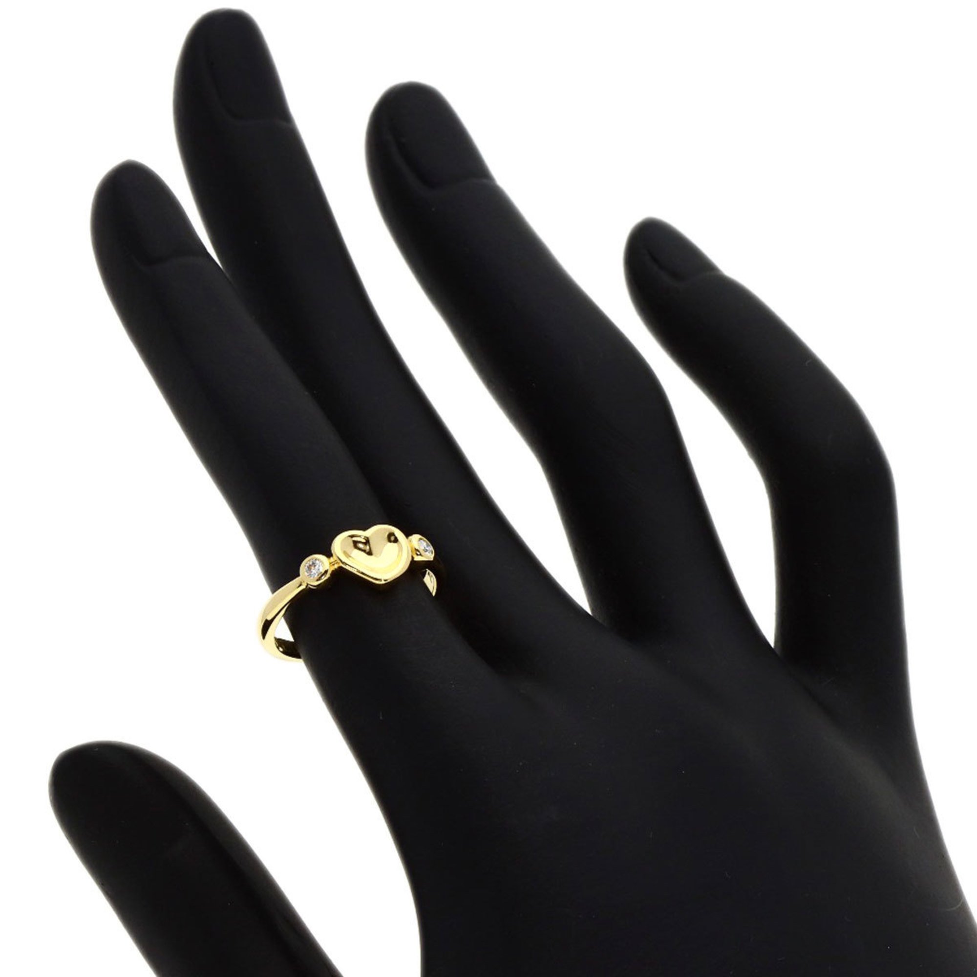 Tiffany Full Heart 2P Diamond Ring, K18 Yellow Gold, Women's