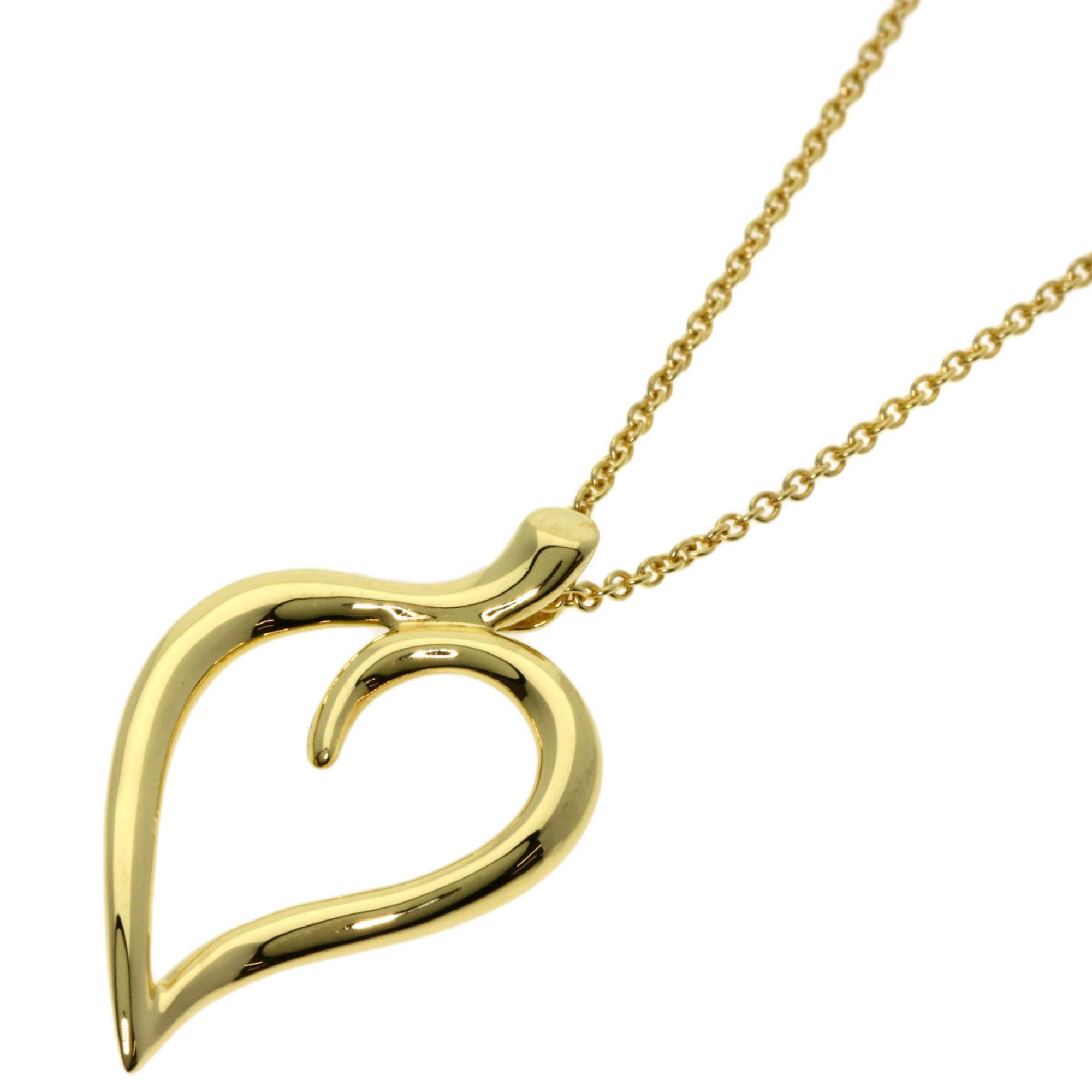 Tiffany Leaf Necklace K18 Yellow Gold Women's