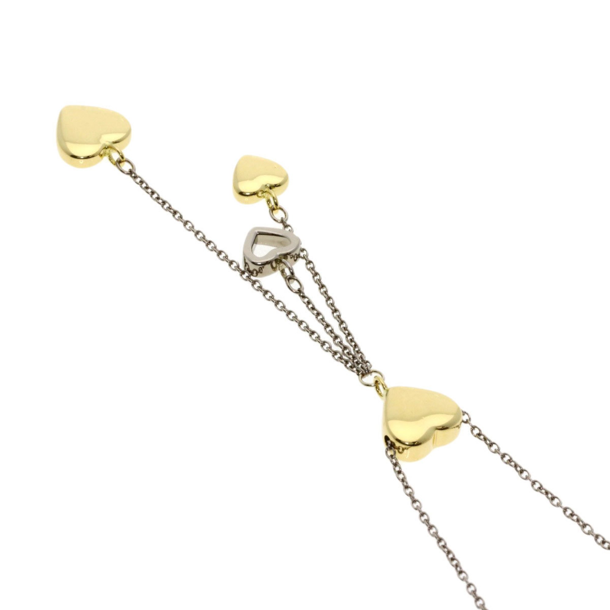 Tiffany Multi Heart Drop Necklace K18 White Gold K18YG Women's