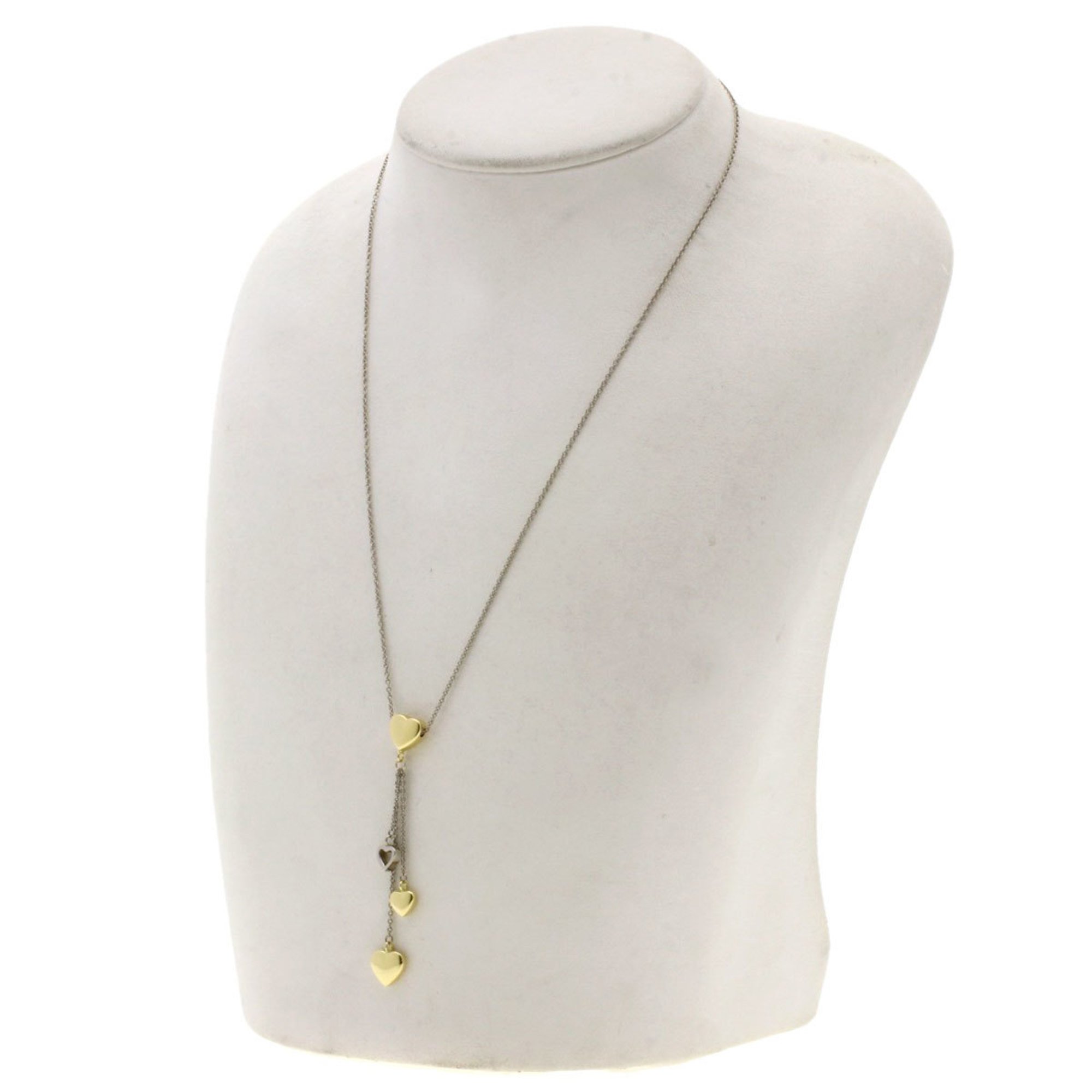 Tiffany Multi Heart Drop Necklace K18 White Gold K18YG Women's
