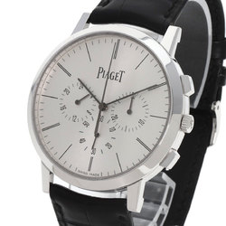 Piaget G01035 Altiplano Chrono Bluff Watch, 18K White Gold, Leather, Men's