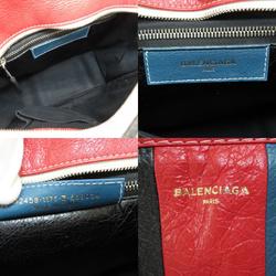 Balenciaga 452458 Bazar Stripe Handbag Leather Women's