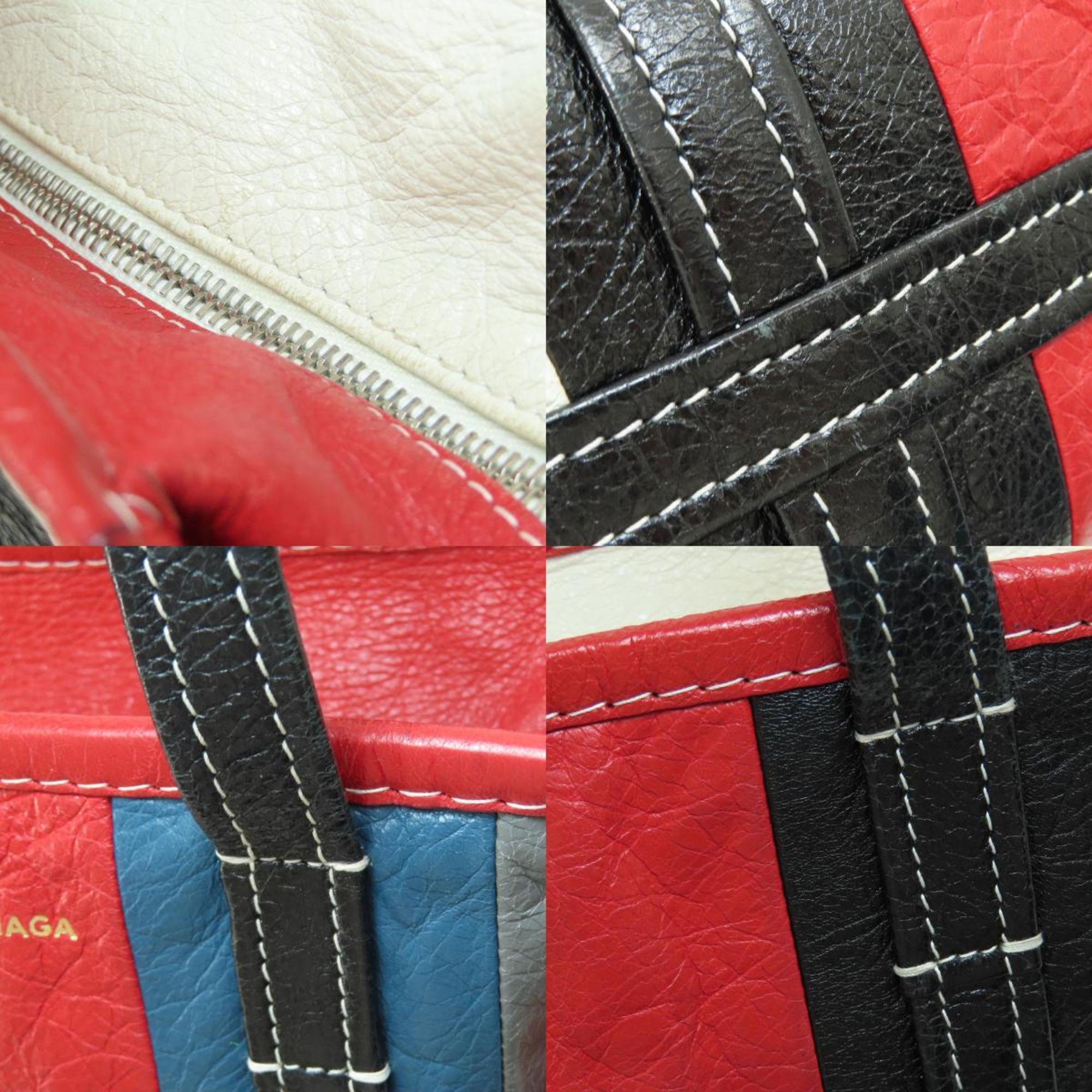 Balenciaga 452458 Bazar Stripe Handbag Leather Women's
