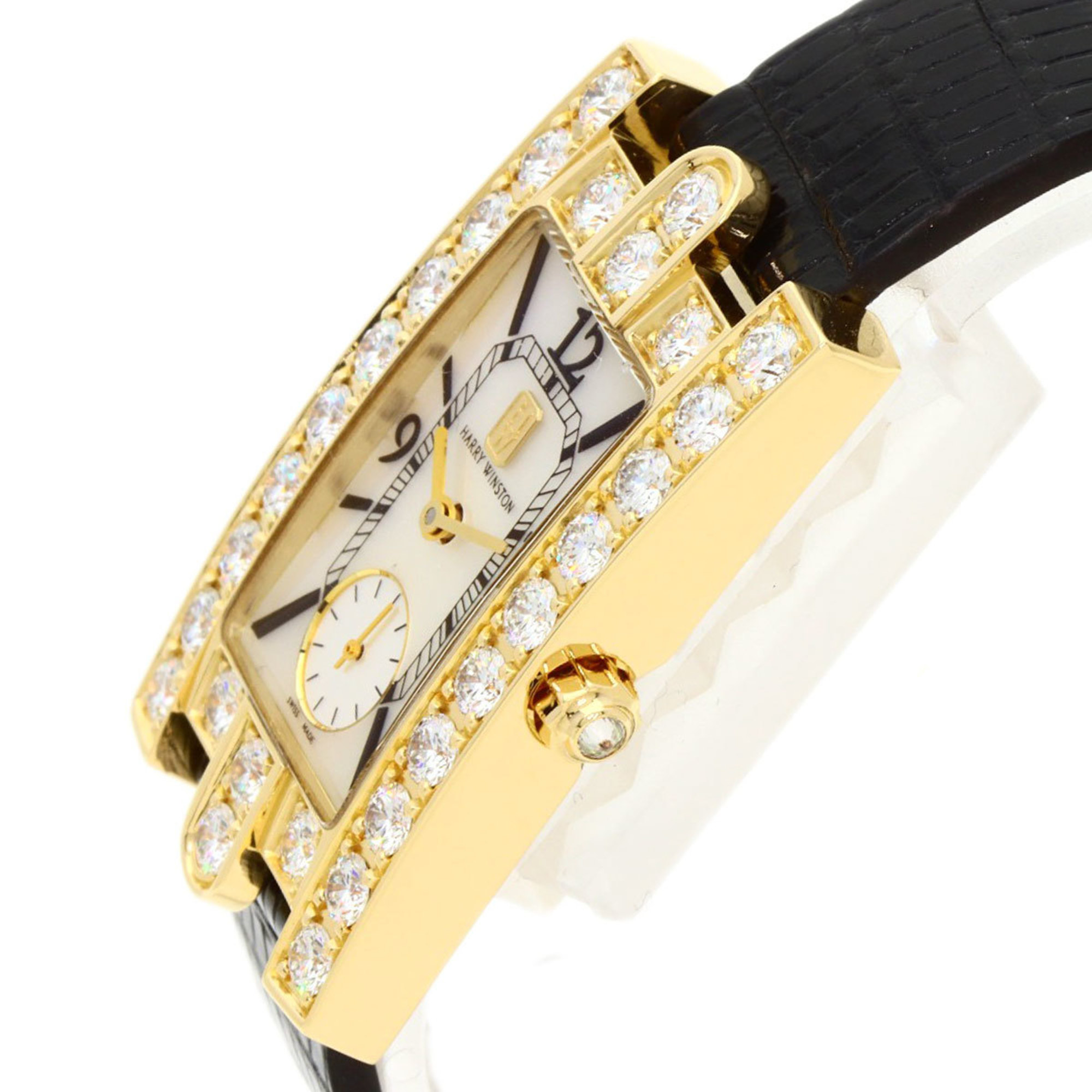 Harry Winston 310LQG AVEQHM21YY036 Avenue Classic Diamond Watch, K18 Yellow Gold, Leather, Women's