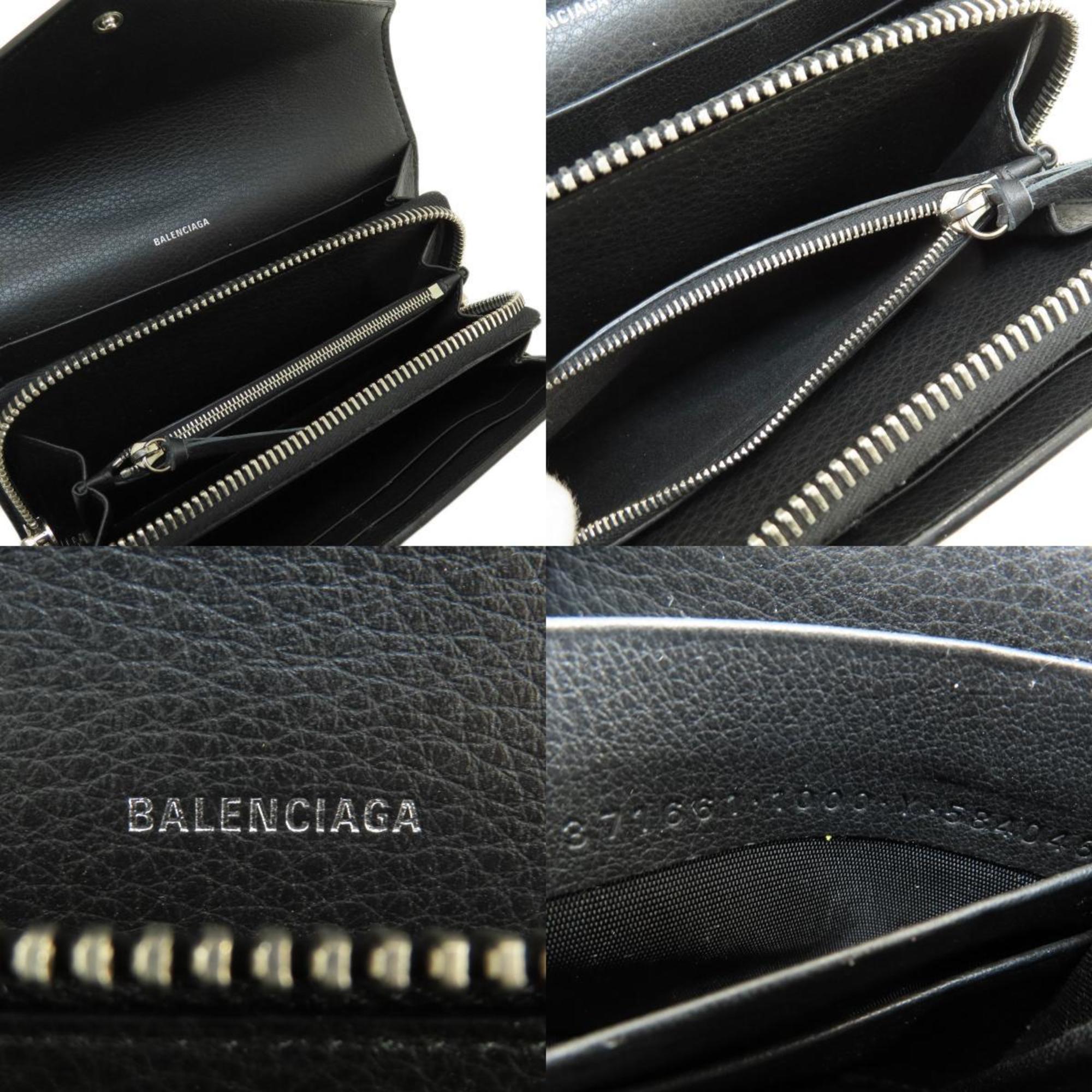 Balenciaga round long wallet leather ladies