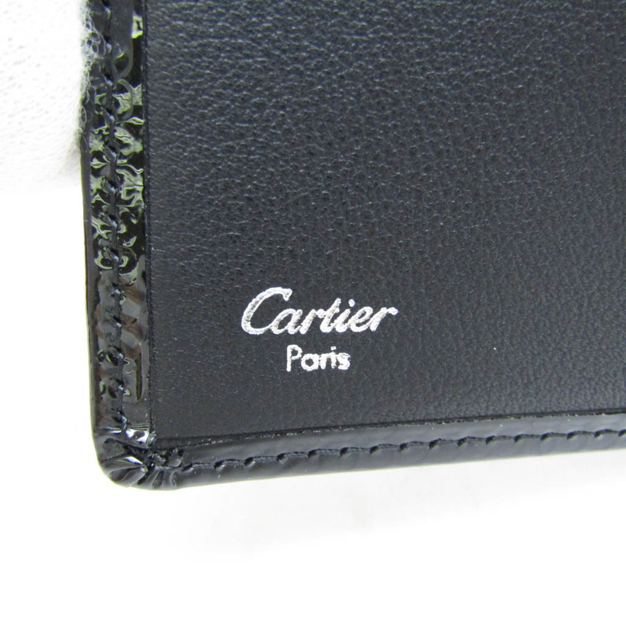Cartier Happy Birthday Men,Women  Patent Leather Middle Wallet (bi-fold) Black