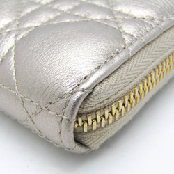 Christian Dior Lady Dior Cannage Women's Leather Long Wallet (bi-fold) Metallic Beige