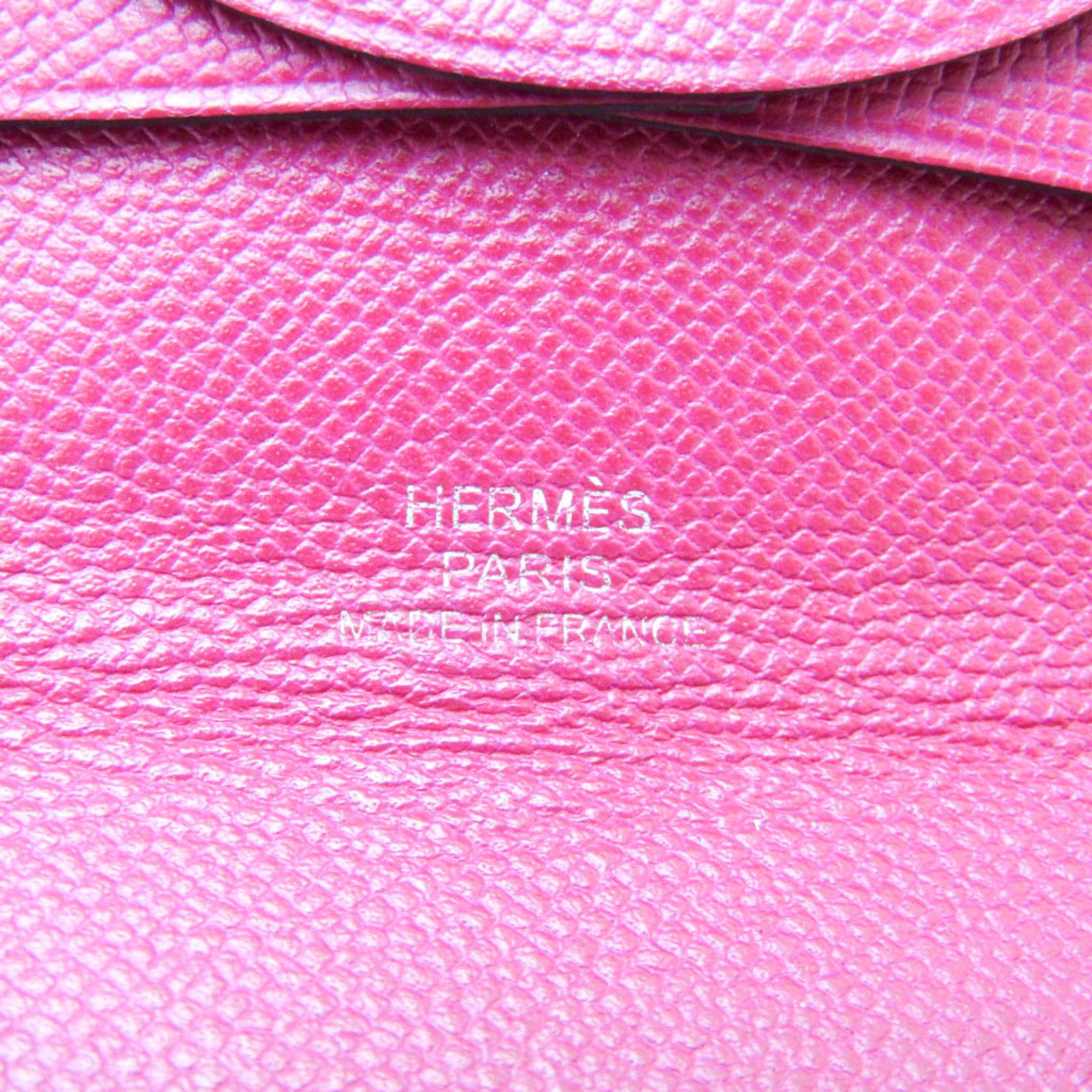 Hermes Bastia Women's Leather Coin Purse/coin Case Fuchsia