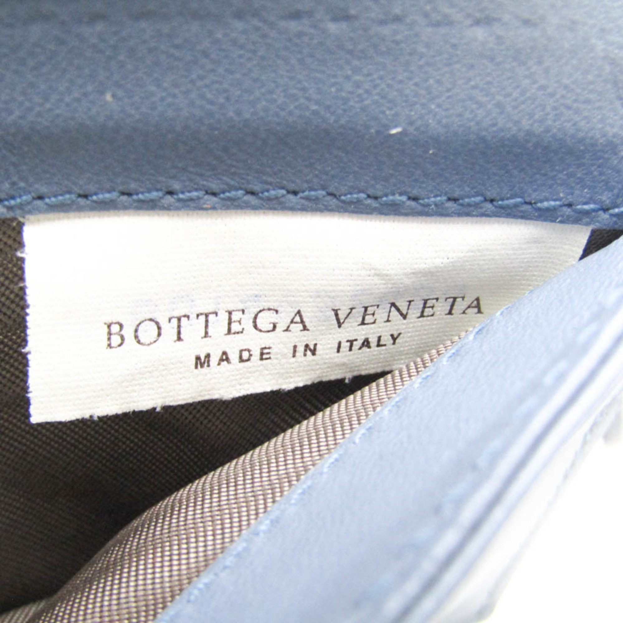 Bottega Veneta Intrecciato Men,Women Leather Long Wallet (bi-fold) Light Blue Gray