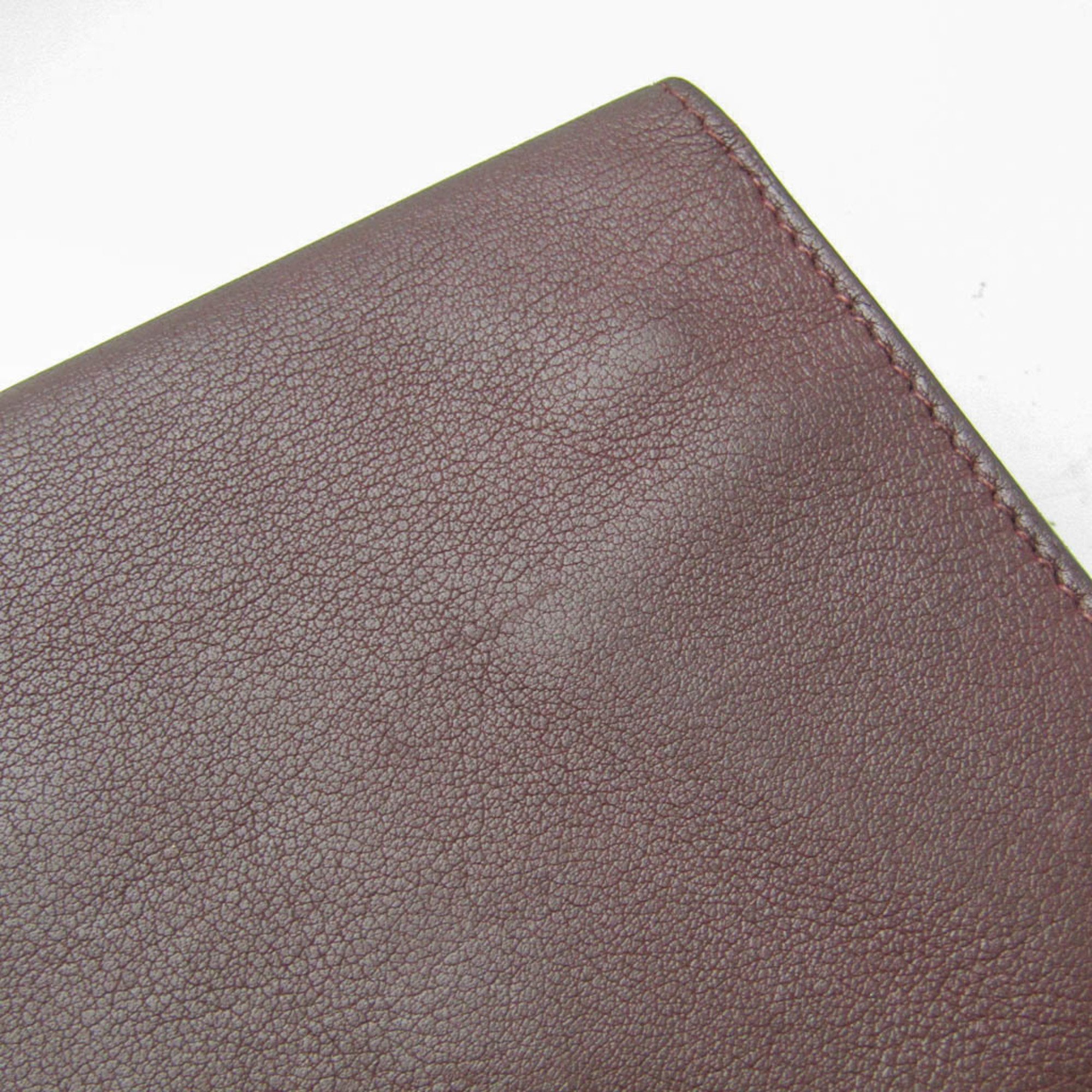 Hermes Citizen Twill Long Silk In Men's Leather Bill Wallet (bi-fold) Bordeaux