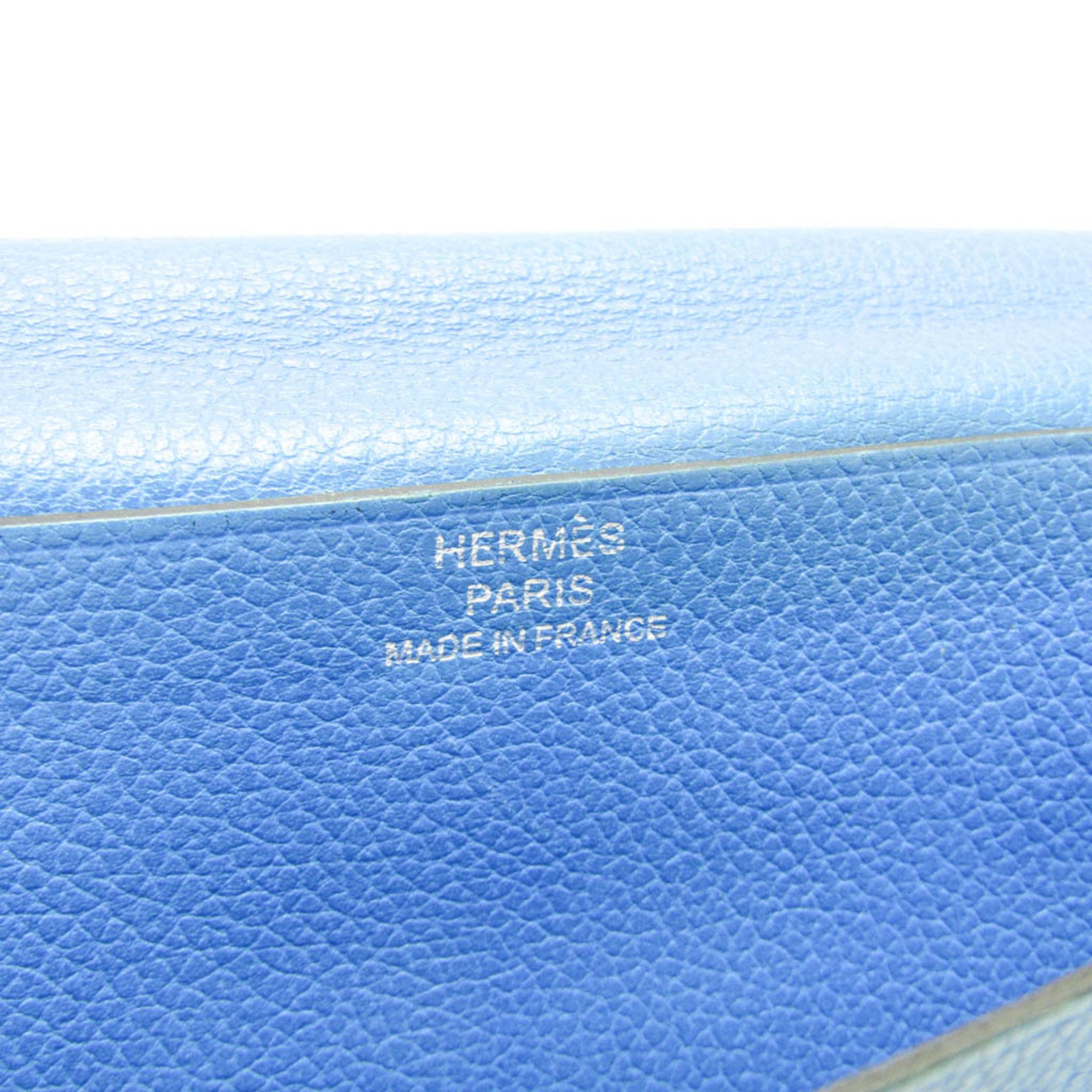 Hermes MC2 Fleming Men's Leather Long Bill Wallet (bi-fold) Blue
