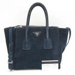 Prada BN2625 Women's Leather,Suede Handbag,Shoulder Bag Dark Navy