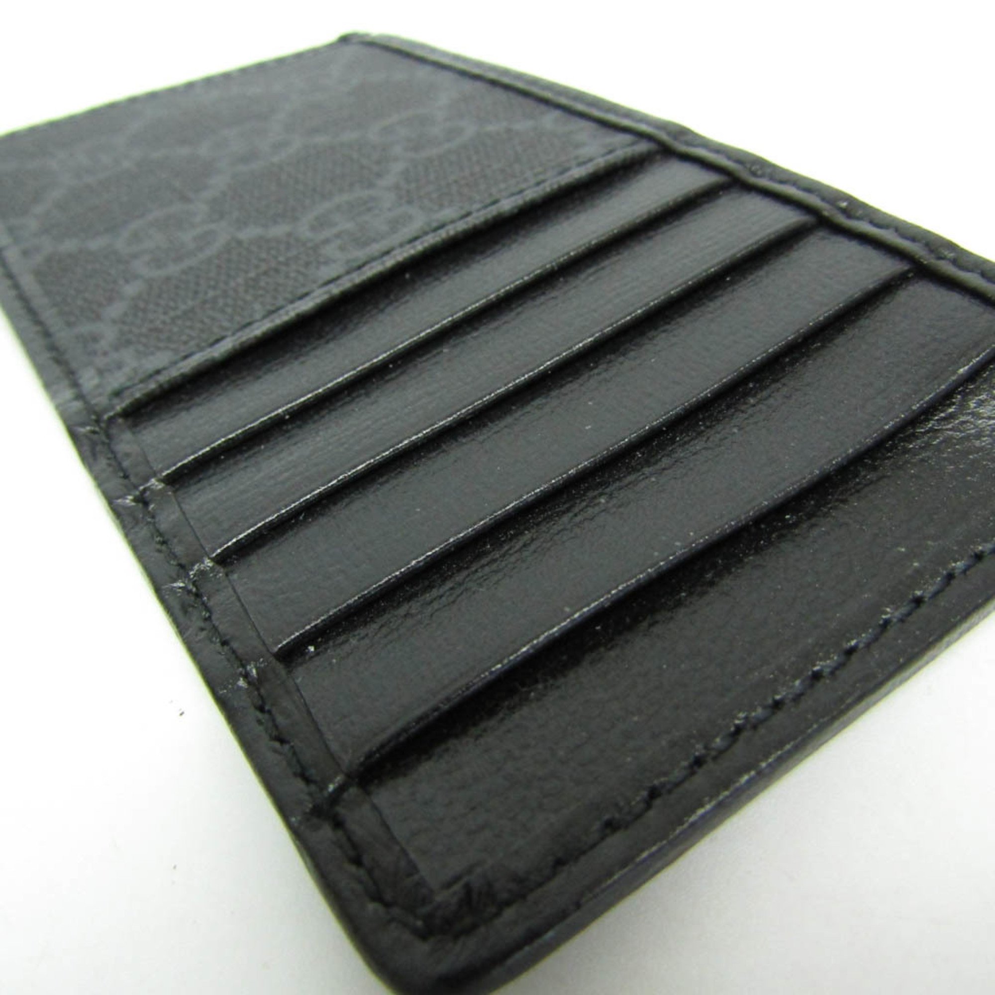 Gucci Interlocking G 697717 Leather GG Supreme Card Case Black