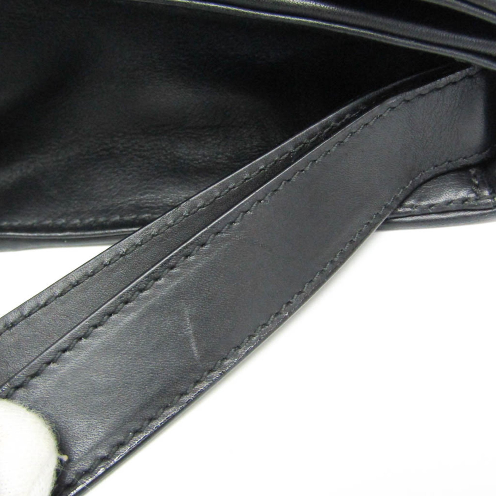 Bottega Veneta Intrecciato 145186 Men's Leather Clutch Bag Black