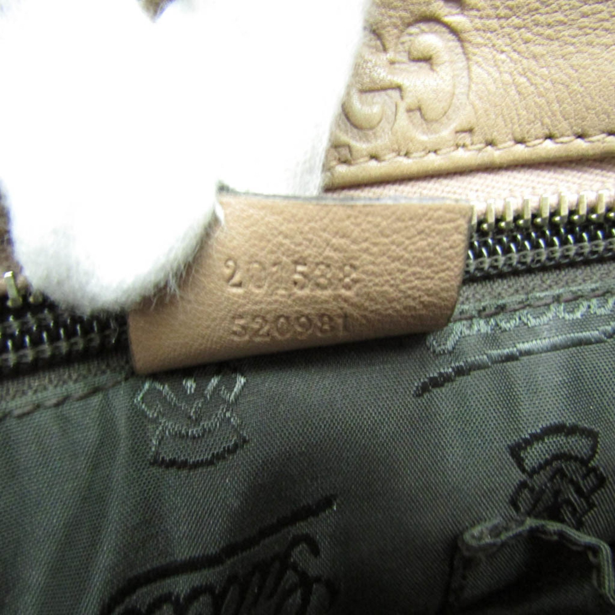 Gucci Guccissima 201538 Women's Leather Shoulder Bag Pink Beige