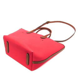 Ralph Lauren POLO Women's Leather,Cotton Handbag,Shoulder Bag Dark Brown,Pink