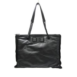 Salvatore Ferragamo VIVA BOW Chain Tote FZ-21 0903 Women's Leather Tote Bag Black