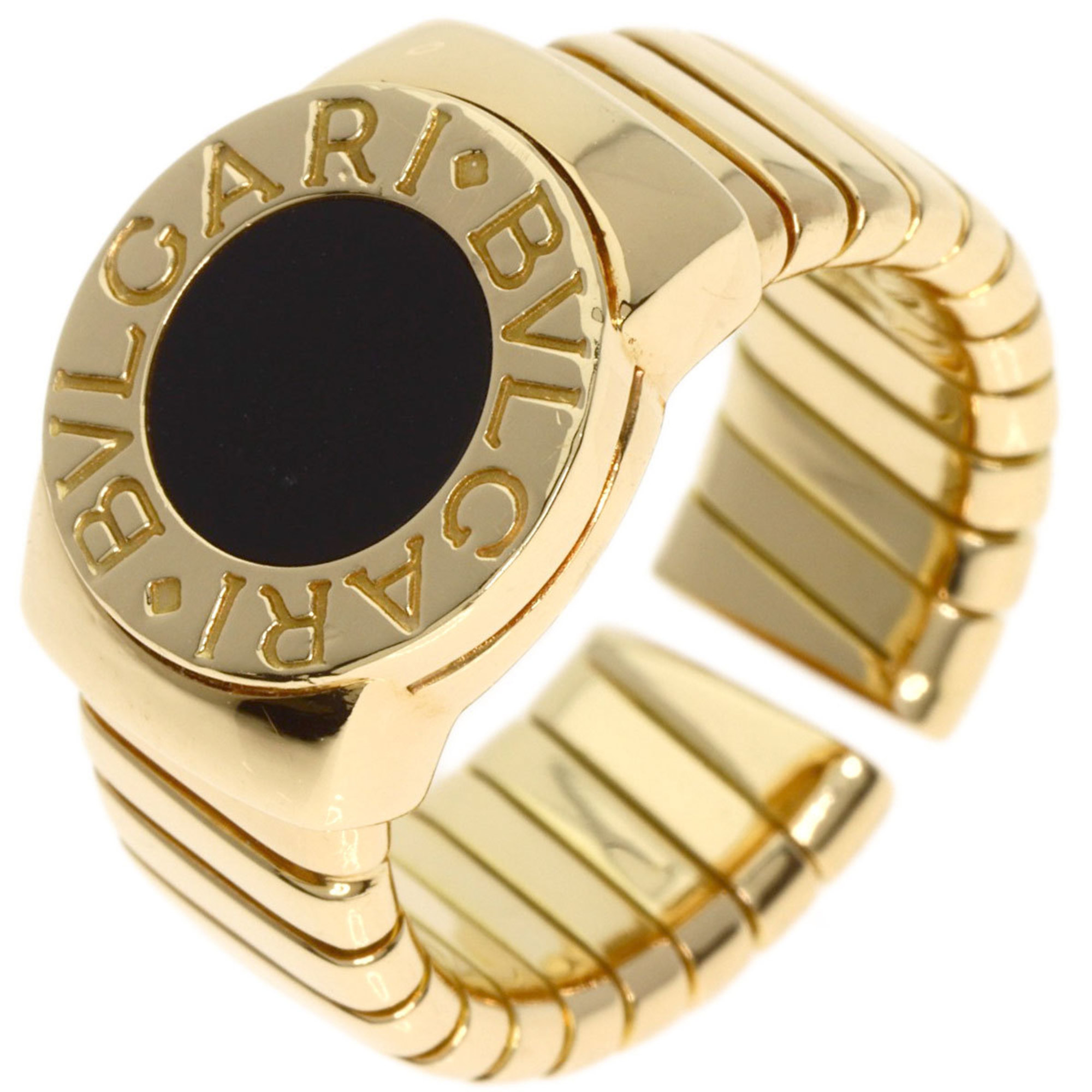 BVLGARI Tubogas Onyx Ring K18 Yellow Gold Women's