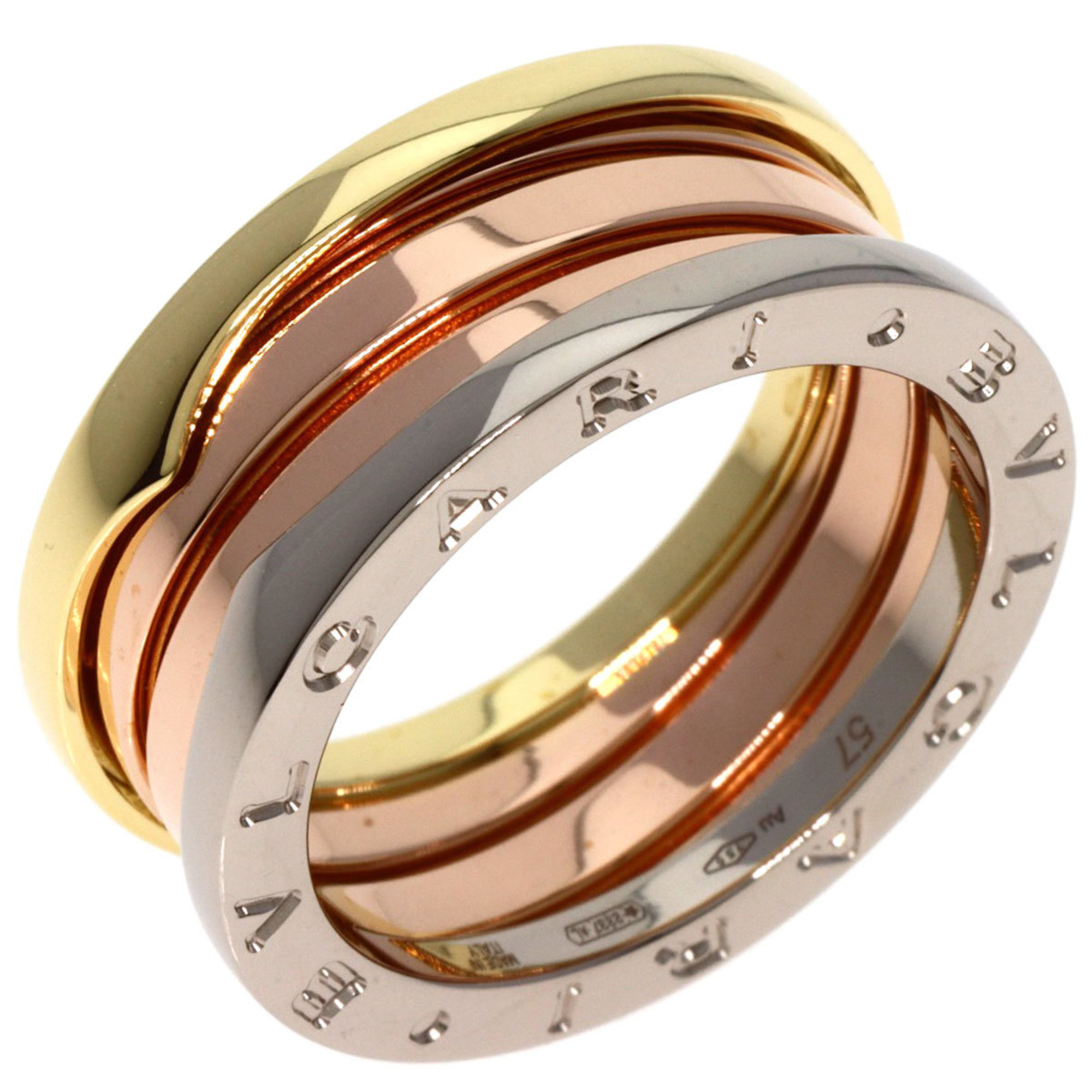 Bvlgari B-zero1 B-zero One 3-Band Perfect Mistake #57 Ring, K18 Pink Gold, K18YG, K18WG, Women's