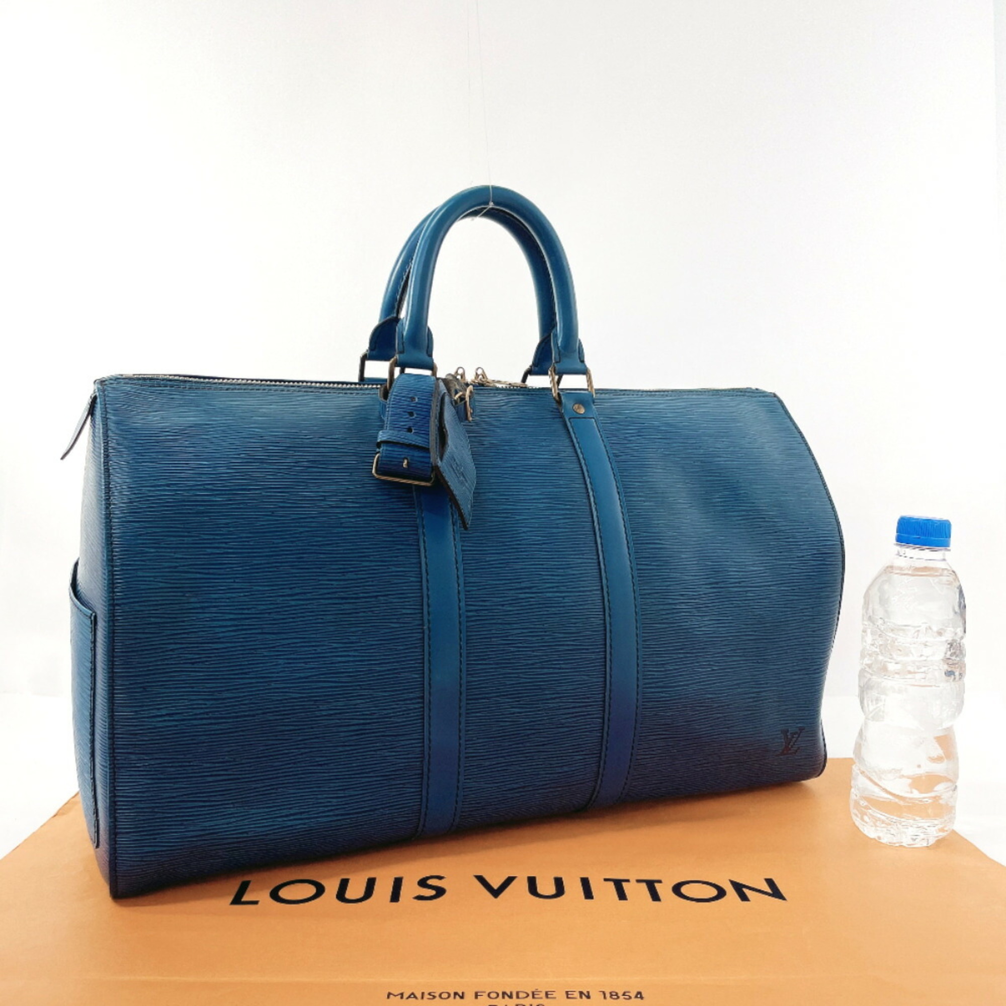 LOUIS VUITTON Louis Vuitton Keepall 45 M42975 Boston Bag Epi Leather Blue Unisex