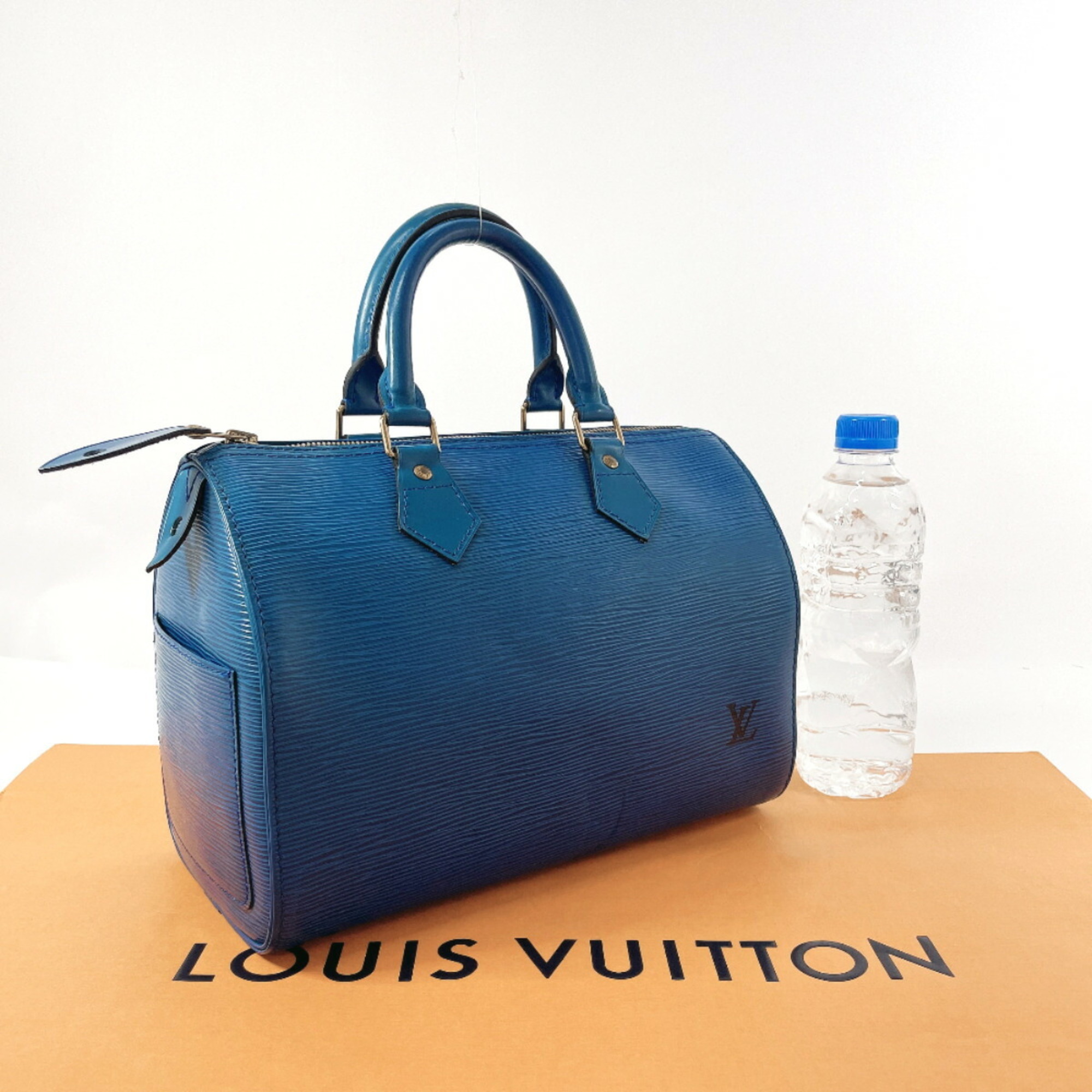 LOUIS VUITTON Louis Vuitton Speedy 25 M43015 Handbag Epi Leather Blue Women's