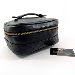 CHANEL Vanity Bag Bicolor Handbag Lambskin Black Women's