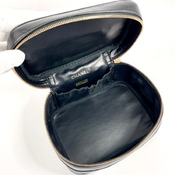 CHANEL Vanity Bicolor Handbag, Lambskin, Black, Women's