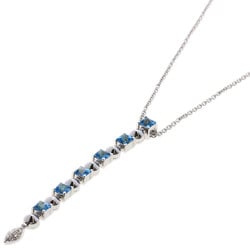 Bvlgari Lucia Blue Topaz Diamond Necklace K18 White Gold for Women
