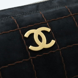 CHANEL Chocolate Bar Coco Mark Chain Shoulder Bag Suede Black A17232