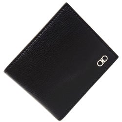 Salvatore Ferragamo Double Gancini Bi-fold Wallet 66-0988 Black Leather Folding Compact Men's