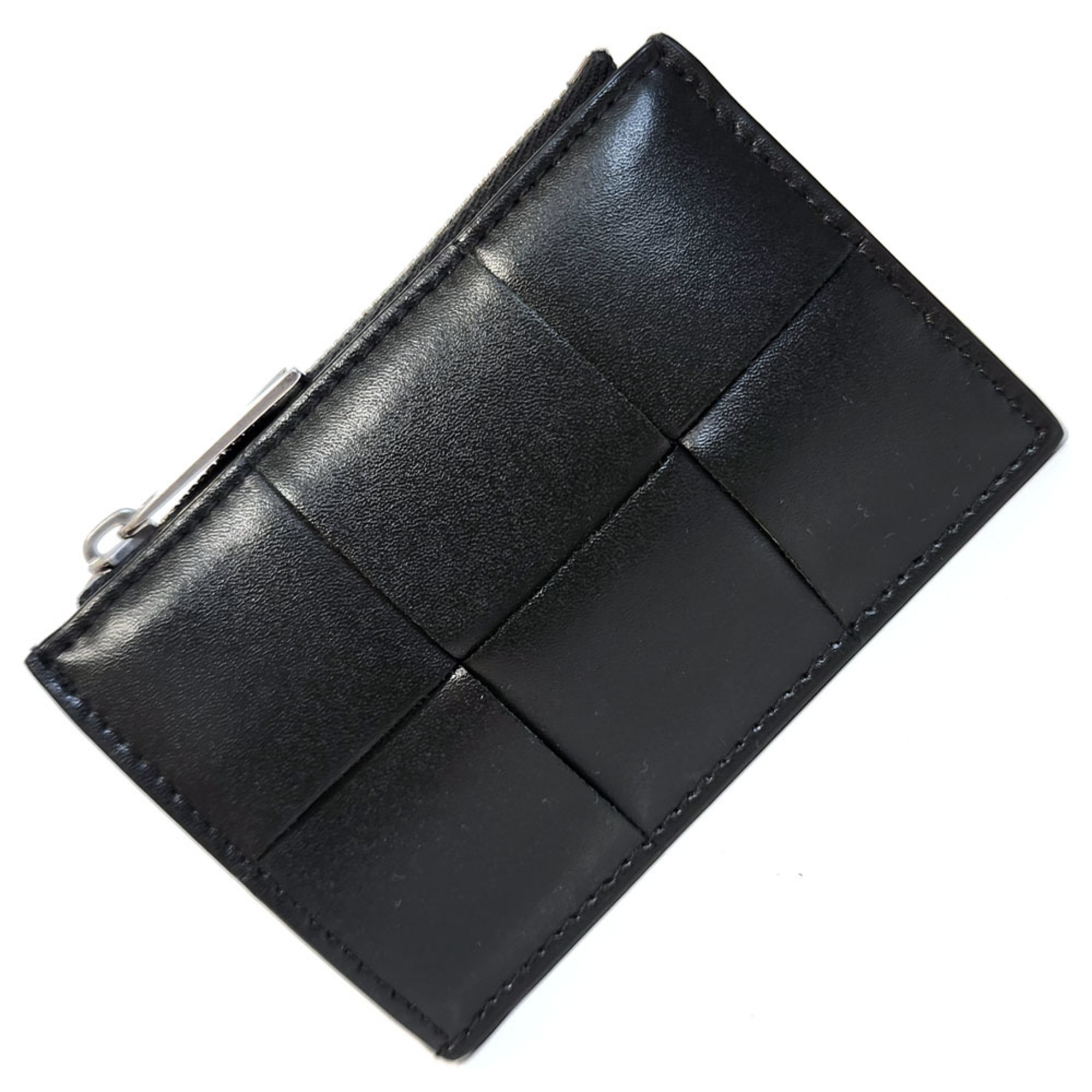 BOTTEGA VENETA Maxi Intrecciato Wallet/Coin Case 681010 Black Leather Coin Purse for Men