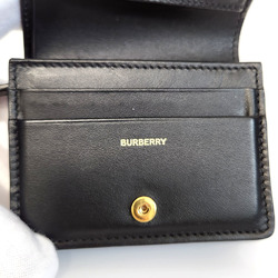 Burberry Bi-fold Wallet - Black, Beige, Leather, Coated Canvas, Wallet, Compact