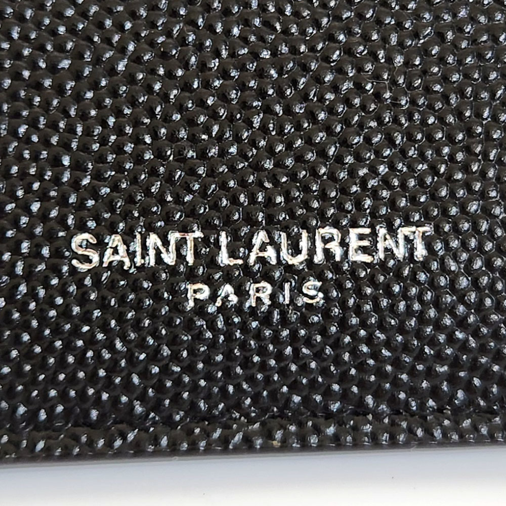Saint Laurent Paris SAINT LAURENT Fragment Case 609362 Black Leather Coin Purse Women's Business Card Case/Card