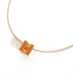 Hermes HERMES CAGE d'Ache H Cube Necklace - Gold Orange Metal Pendant for Women