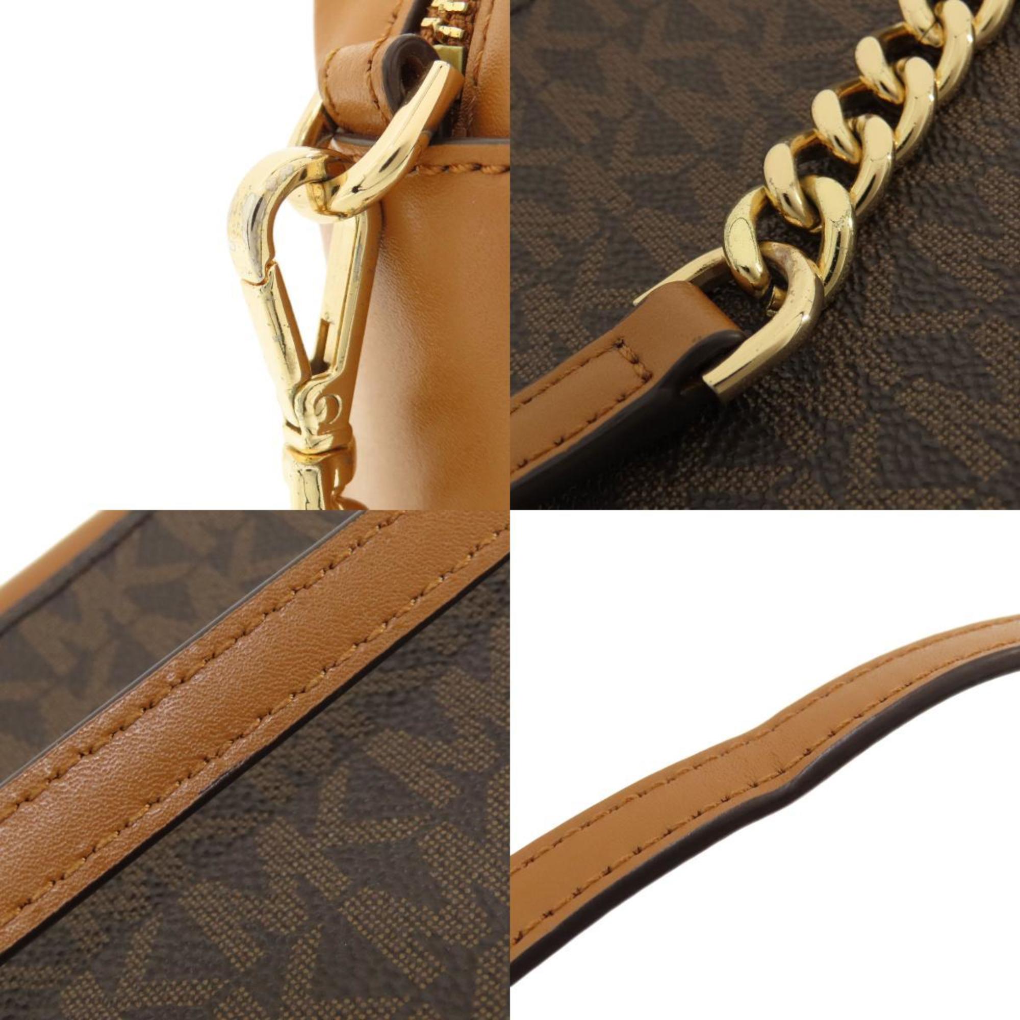 Michael Kors MK Signature Chain Shoulder Bag Leather Coated Canvas Women's