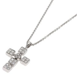 Bvlgari Lucia Latin Cross Diamond Necklace K18 White Gold for Women