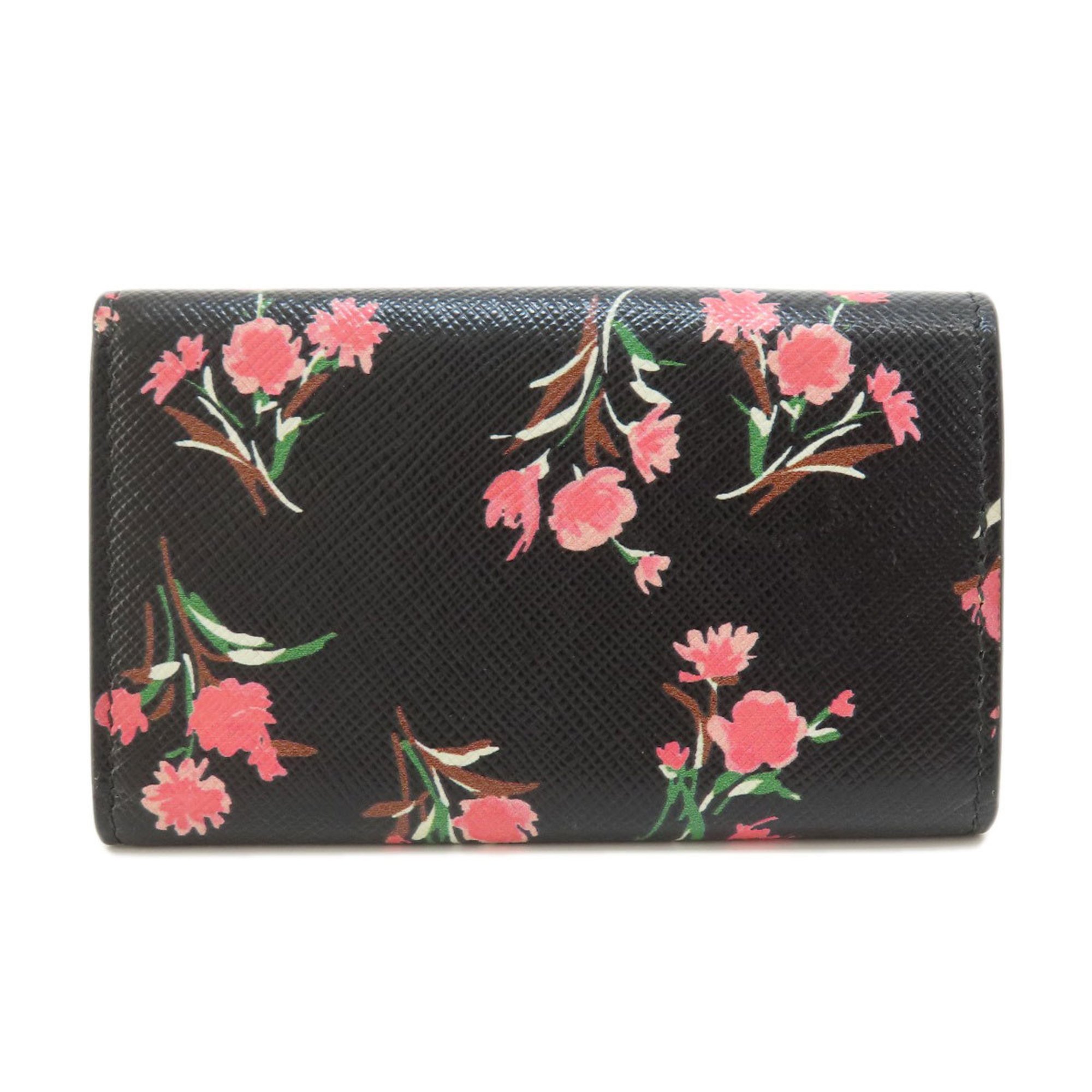 Prada 1PG222 Flower Motif Saffiano Key Case Leather Women's