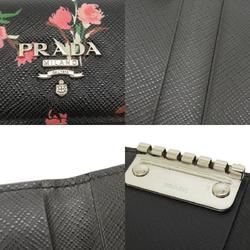 Prada 1PG222 Flower Motif Saffiano Key Case Leather Women's