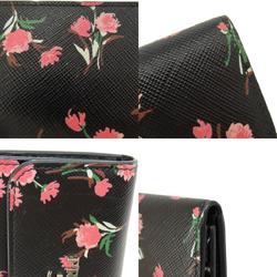 Prada 1PG222 Flower Motif Saffiano Key Case Leather Women's