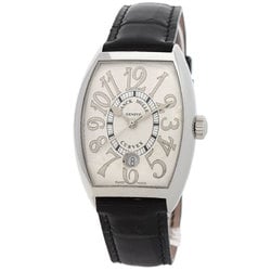 Frank Muller 7851SCDTREL Tonneau Curvex Relief Date Watch Stainless Steel Leather Men's