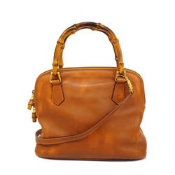 Gucci Handbag Bamboo 000 122 0290 Leather Light Brown Women's
