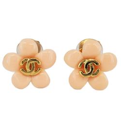 Chanel Earrings Coco Mark Camellia GP Plated Gold 05P Women's