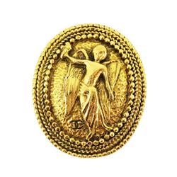 Chanel Brooch Coco Mark Oval Angel GP Plated Gold Women's